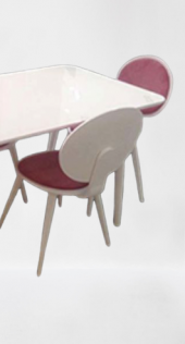 Masa-Sandalye 13572 RETRO Papel Tk model Kayın Retro kaplama Parlak beyaz El Yapı - 4