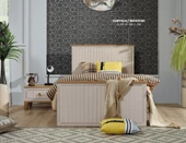 Takım Urlu 12041 EGE İnovasyon Model KREM Renk karyola ,Komodin,Gardrop,Çalışma Masa - 4