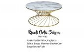 Brc 17550 Orta Sehpa Rivoli Beyaz mermer Cam Metal Gold renk Kaplama Ayak El Yapı - 4