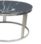 Brc 13350 Orta sehpa C Model SİYAH Mermer TEMPER Cam Metal GÜMÜŞ Renk El yapım thumbnail 3