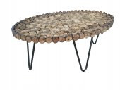 Orta Sehpa 12361 Oval Kütük ağaç Kuru Dalı Kesme çelik Ayak Üstü camlı Natüre Elyapı thumbnail 1