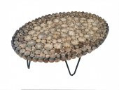 Orta Sehpa 12361 Oval Kütük ağaç Kuru Dalı Kesme çelik Ayak Üstü camlı Natüre Elyapı thumbnail 2