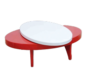 Orta Döner 13565 sehpa İNOVATİF Kayın Ayak MDF Döner Tabla Beyaz Kırmızı RENK thumbnail 1