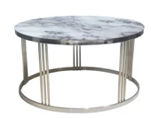 Brc 13348 Orta Sehpa C MODEL beyaz Mermer Temper Cam Metal Krom Kaplama El Yapım thumbnail 2