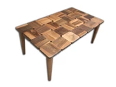 Orta sehp 13790 KARELİ Tabla MODEL Kayın Retro Ayak Parlak Ceviz Natüre El Yapım - 2