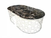 Orta Sehpa 13760 GEOMETRİK Model Metal Siyah Osmanlı Motif beyaz MDF tabla - 1