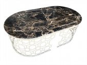 Orta Sehpa 13760 GEOMETRİK Model Metal Siyah Osmanlı Motif beyaz MDF tabla - 2