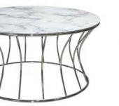 Brc 14081 Orta sehpa Kumsaat Beyaz Mermer Temper Cam Metal PLATİN Renk Kaplam thumbnail 2