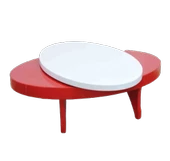 Orta sehpa 17141 Döner OVAL İnovatif TARZ Kayın AYAK MDF Tabla Beyaz KırmızI thumbnail 1