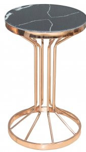 Brc 17883 Bufalo FİSKOS Siyah Mermer Desen Metal Rose Bakır Renk Kaplama El yapım - 3