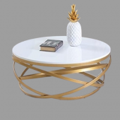 Orta Sehpa 17144 ZLF Dalga Metal Ayak Gold renk Kaplama Beyaz MDF Tabla El Yapım - 2