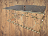 Orta Sehpa ZLF 17143 Halkalı Model Metal Gold renk Kaplama Temper Cam El Yapım thumbnail 4