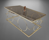 Orta Sehpa ZLF 17143 Halkalı Model Metal Gold renk Kaplama Temper Cam El Yapım thumbnail 6