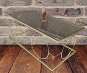 Orta Sehpa ZLF 17143 Halkalı Model Metal Gold renk Kaplama Temper Cam El Yapım thumbnail 7