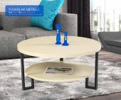 Orta Sehpa Osm 117150 YUVARLAK METAL MODEL Metal Ayak Parlak KREM Lake Demonte thumbnail 1