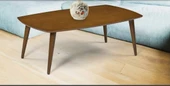 Orta sehpa 11782 OSM OVAL Model Kayın retro Ayak Parlak Ceviz Tabla El Yapım - 1