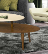 Orta sehpa OSM 11826 ELİPS Model İki Kat Parlak Krem Ceviz Kayın ayak El Yapım - 3