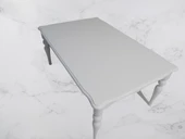 Orta Sehpa 17369 DEMONTO Klasik Kayın Retro ayak Parlak Beyaz Renk Nature El Yapı - 6