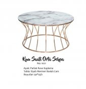 Brc 17559 ORTA SEHPA Kum saat Beyaz mermer Temper Cam Metal Gold renk Kaplama thumbnail 4