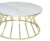 Brc 17563 Orta sehpa Cadde Model Sarı Mermer Temper Cam Metal GOLD renk El Yapım - 2