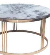 Brc 17566 Orta sehpa C Beyaz mermer Temper Cam Metal ROSE Kaplama Ayak El yapım thumbnail 2