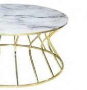 17562 Orta Sehpa Cadde Model Beyaz Mermer Temper Cam Metal GOLD Kaplama El Yapım thumbnail 2