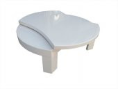 Orta sehpa 17616 Döner İÇBÜKEY OVAL İNOVATİF Model Kayın Retro Mdf Beyaz El Yapım - 2
