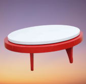 Orta sehpa 17780 Döner OVAL Kayın Retro Ayak Mdf Tabla Beyaz Kırmızı El Yapım - 4