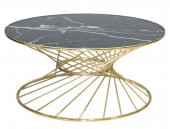 Brc 17889 Orta Sehpa RİVOLİ Model Siyah Mermer Cam Metal Gold renk Ayak El Yapım thumbnail 2