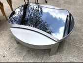 Döner Orta sehp 18035 İÇBÜKEY TARZ Model Kayın Ayak MDF Gümüş gri Tabla füme cam thumbnail 3