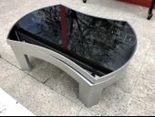 Döner Orta sehp 18035 İÇBÜKEY TARZ Model Kayın Ayak MDF Gümüş gri Tabla füme cam thumbnail 4