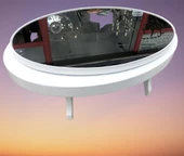 Orta sehpa 18036 Döner OVAL İNOVATİF Kayın Ayak Şık MDF-cam Tabla Parlak Beyaz thumbnail 2