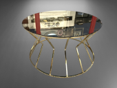 Brc 18066 Orta Sehpa Cadde MODEL Siyah Düz Temper Cam Metal Altın renk Kaplama - 4