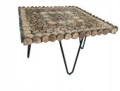 Orta Sehpa 18145 Kütük doğal Ağaç Dalı Kesme Model Metal Ayak Üstü Cam El Yapım thumbnail 6