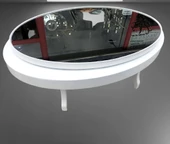Orta sehpa 18036 Döner OVAL İNOVATİF Kayın Ayak Şık MDF-cam Tabla Parlak Beyaz thumbnail 1