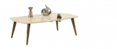 Orta Sehpa 18264 OSM OVAL Model Ceviz Krem Ahşap Kayın torna Retro ayak El Yapım - 1