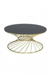 Brc 18515 Orta Sehpa RiVOLİ Model Siyah Düz Cam Metal Gold renk Kaplama El Yapım - 1