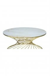 Brc 18517 Orta Sehpa RiVOLİ Model Beyaz Mermer Cam Metal Gold renk Kaplam Elyapı thumbnail 2