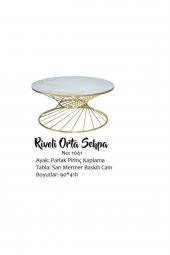 Brc 18517 Orta Sehpa RiVOLİ Model Beyaz Mermer Cam Metal Gold renk Kaplam Elyapı thumbnail 4