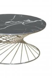 Brc 18519 Orta Sehpa RiVOLİ Siyah Mermer Cam Metal Gümüş renk Kaplama El yapım thumbnail 3