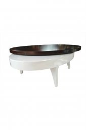 Dönerli Orta 18585 sehpa OVAL İnovatif Ürün Kayın Retro Ayak Şık MDF Tabla Beyaz - 1