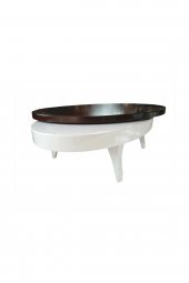 Dönerli Orta 18585 sehpa OVAL İnovatif Ürün Kayın Retro Ayak Şık MDF Tabla Beyaz - 3