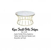 Brc19453 Orta sehpa KUM SAATİ sarı mermer TEMPER Cam Metal Gold Kaplama El Yapım - 1