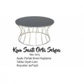 Brc19457 Orta sehpa Kum Saat Model Kırılmaz Temper Siyah Cam Metal Krom El Yapım - 1