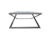 Orta Sehpa X 13658 Çapraz Model Metal Nikelaj Ayak Parlak Beyaz Tabla El Yapım - 1