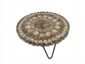 Orta Sehpa 13898 Kütük Kuru Ağaç Dalı Kesme yuvarlak Metal Ayak Üstü Cam El Yapım thumbnail 1