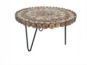 Orta Sehpa 13898 Kütük Kuru Ağaç Dalı Kesme yuvarlak Metal Ayak Üstü Cam El Yapım thumbnail 2