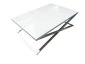 Orta Sehpa 13917 X ST Çapraz Model Metal Nikelaj Ayak Parlak Boya Tabla El Yapım thumbnail 2