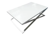 Orta Sehpa X 13658 Çapraz Model Metal Nikelaj Ayak Parlak Beyaz Tabla El Yapım - 4