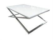 Orta Sehpa 13917 X ST Çapraz Model Metal Nikelaj Ayak Parlak Boya Tabla El Yapım thumbnail 1